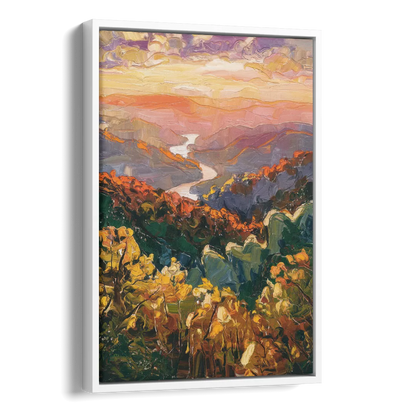 Gatlinburg Scenic Smoky Mountains Side - White Canvas Wall Art