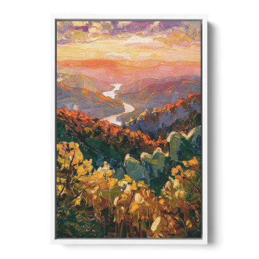 Gatlinburg Scenic Smoky Mountains - White Framed Canvas Wall Art - Front