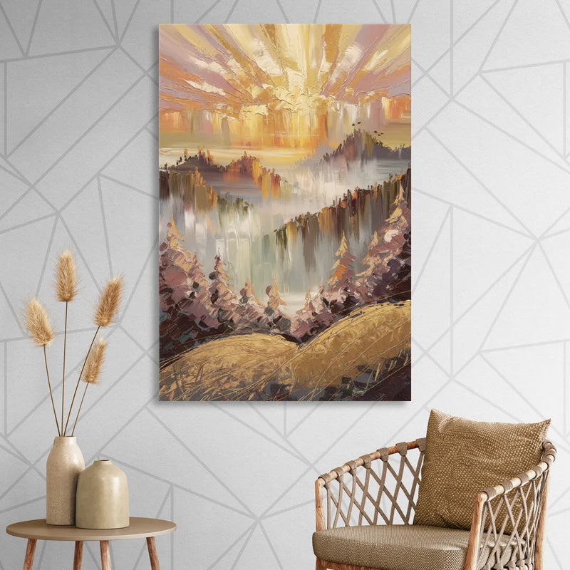 Gatlinburg Sunrise Over Mountains Sitting Room - Canvas Wall Art