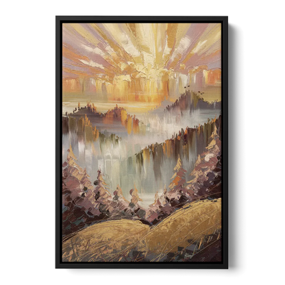 Gatlinburg Sunrise Over Mountains Front - Black Canvas Wall Art