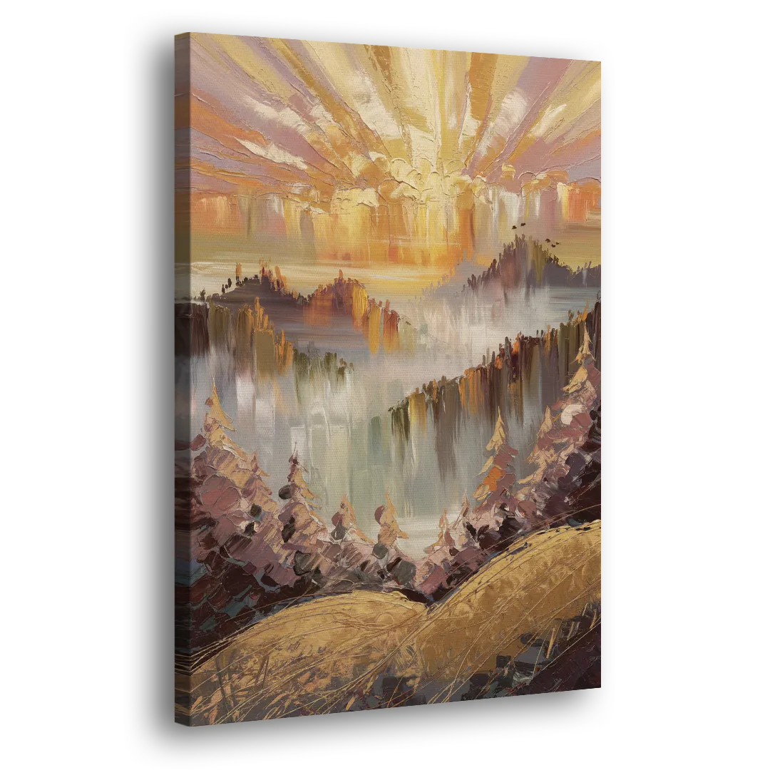 Gatlinburg Sunrise Over Mountains Side - Canvas Wall Art