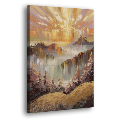 Gatlinburg Sunrise Over Mountains Side - Canvas Wall Art