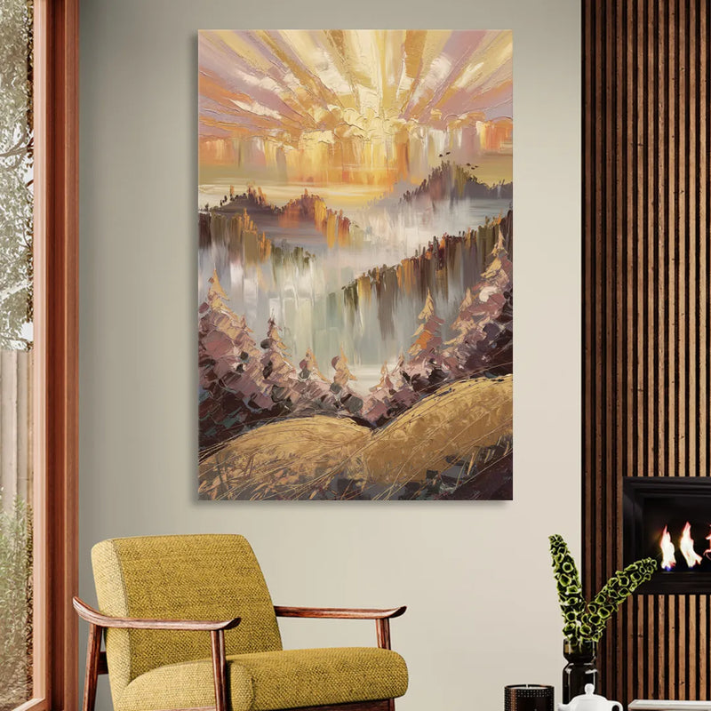 Gatlinburg Sunrise Over Mountains Living Room - Canvas Wall Art