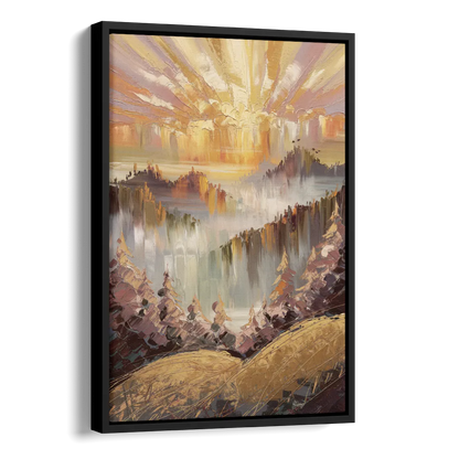 Gatlinburg Sunrise Over Mountains Side - Black Canvas Wall Art