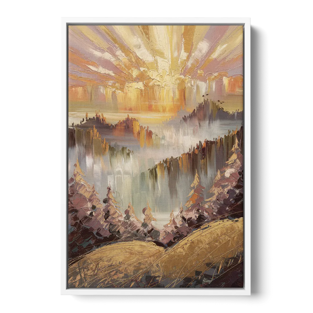 Gatlinburg Sunrise Over Mountains Front - White Canvas Wall Art