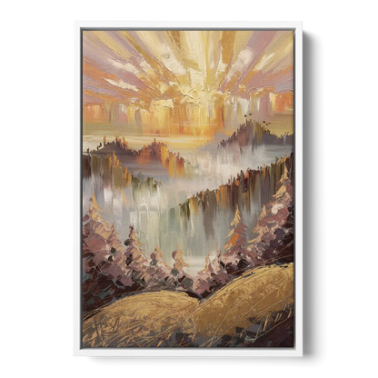 Gatlinburg Sunrise Over Mountains Front - White Canvas Wall Art