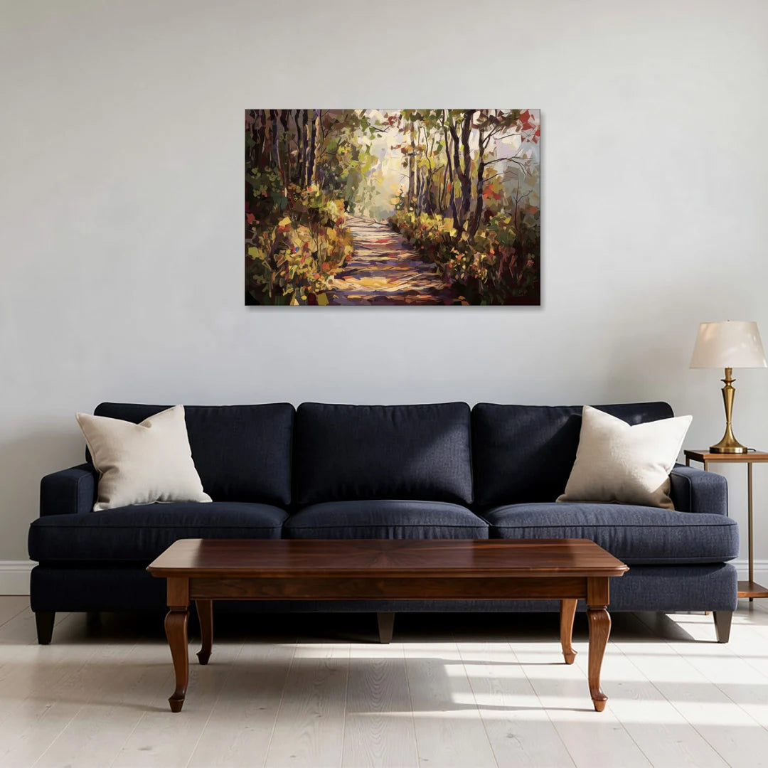 Gatlinburg Trail Through The Forest - Canvas Wall Art - Sofa - 36x24