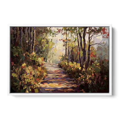 Gatlinburg Trail Through The Forest Front - White Canvas Wall Art