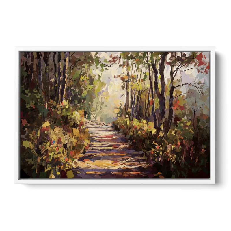 Gatlinburg Trail Through The Forest Front - White Canvas Wall Art