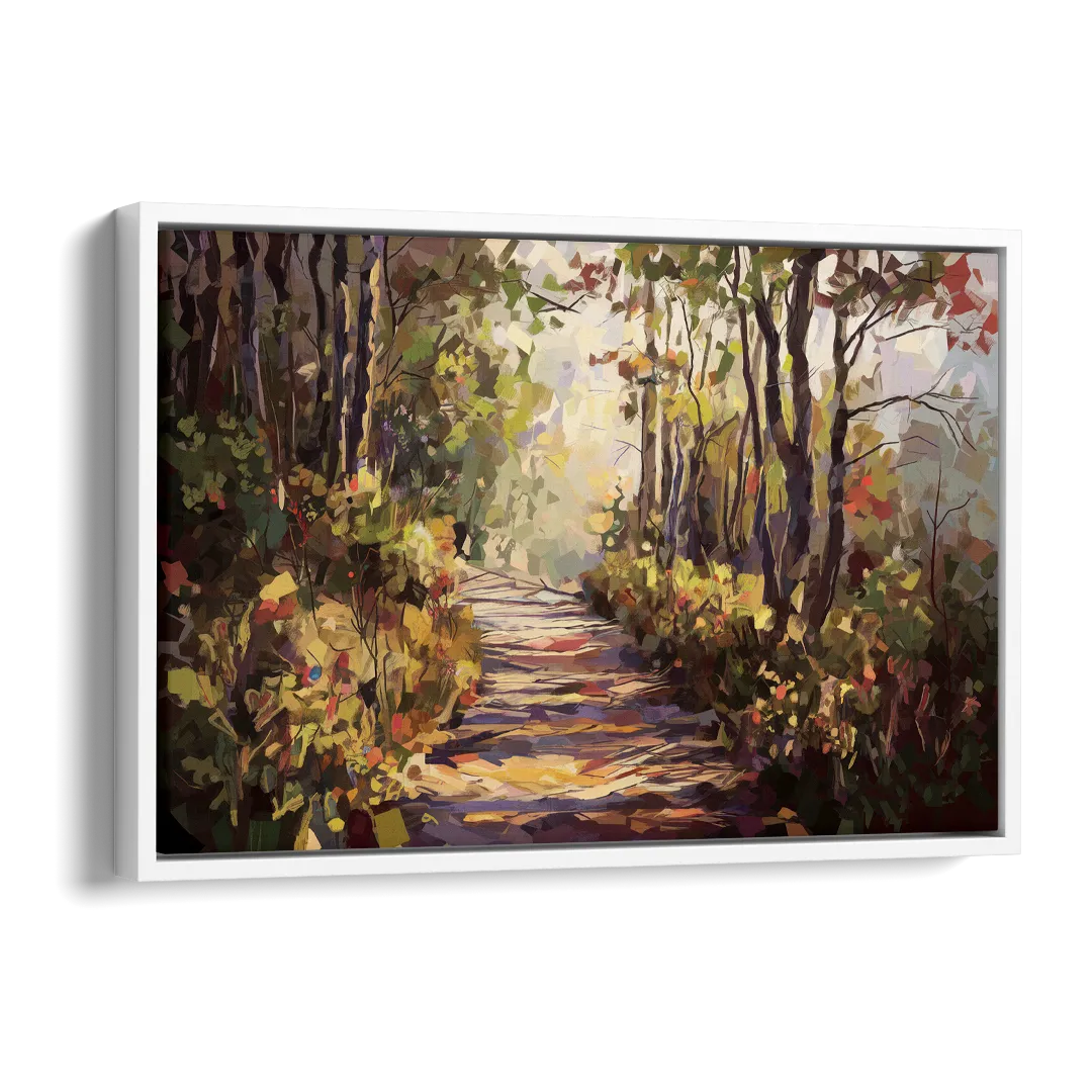Gatlinburg Trail Through The Forest Side - White Canvas Wall Art