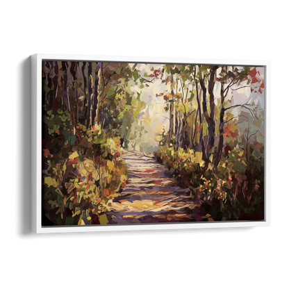 Gatlinburg Trail Through The Forest Side - White Canvas Wall Art