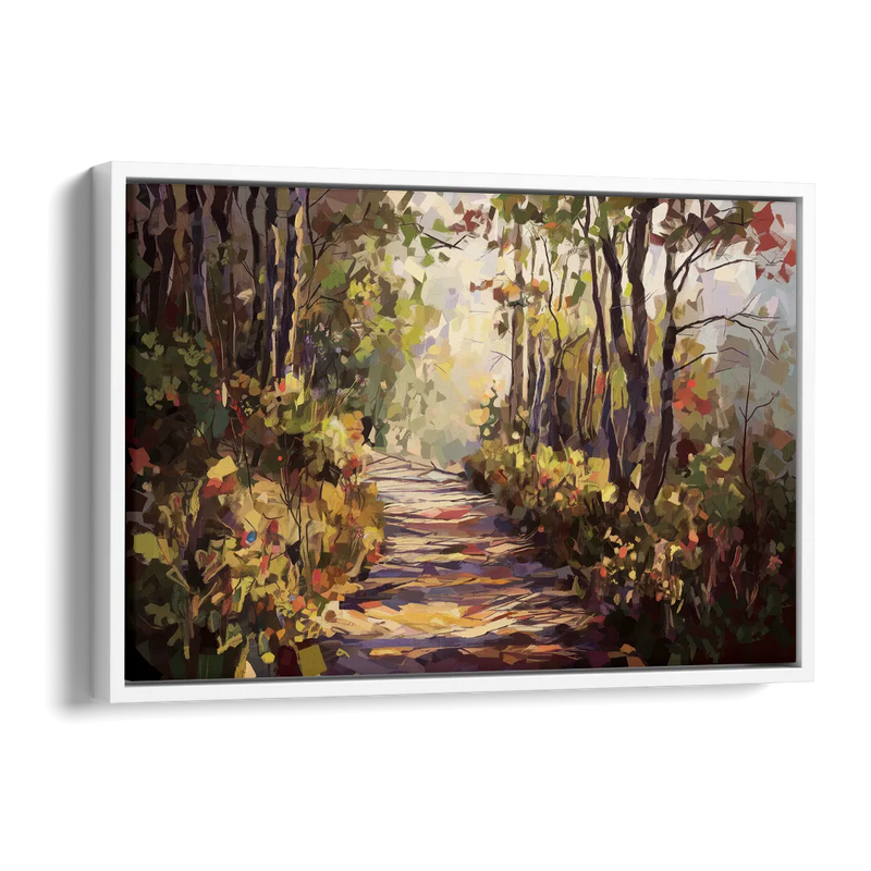 Gatlinburg Trail Through The Forest Side - White Canvas Wall Art