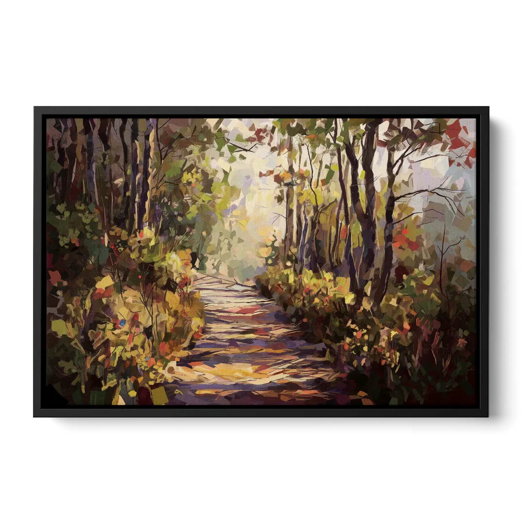 Gatlinburg Trail Through The Forest Front - Black Canvas Wall Art