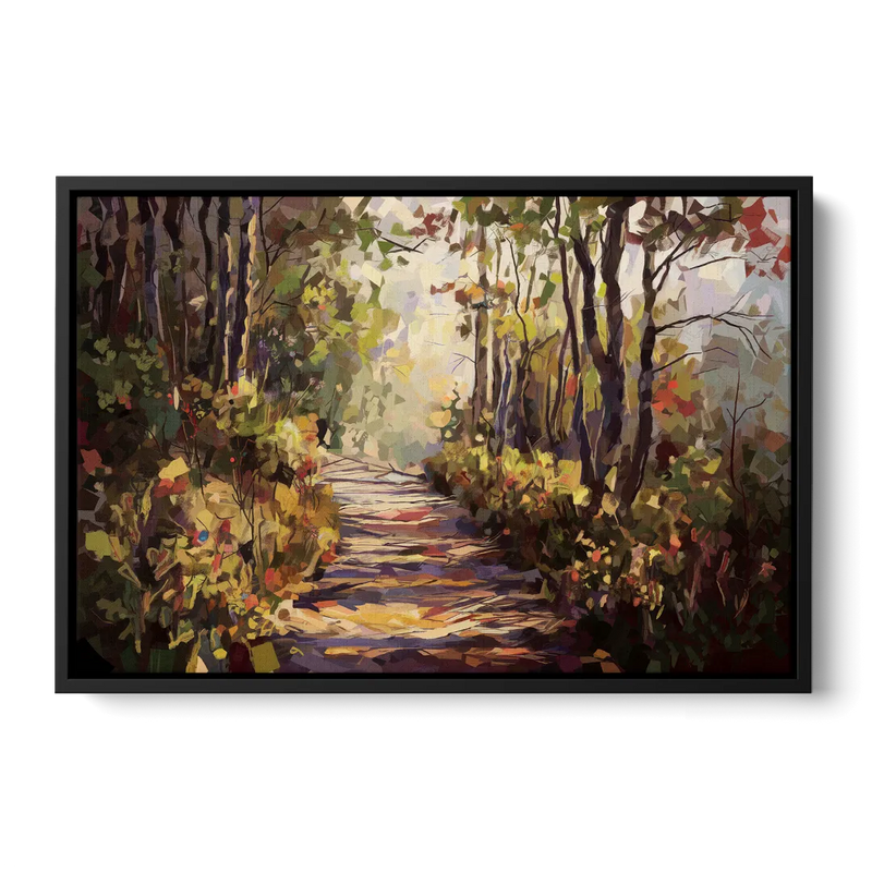 Gatlinburg Trail Through The Forest Front - Black Canvas Wall Art