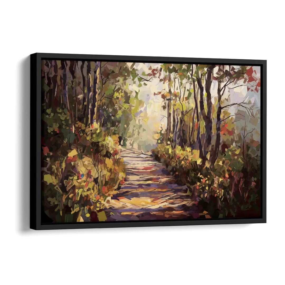 Gatlinburg Trail Through The Forest Side - Black Canvas Wall Art