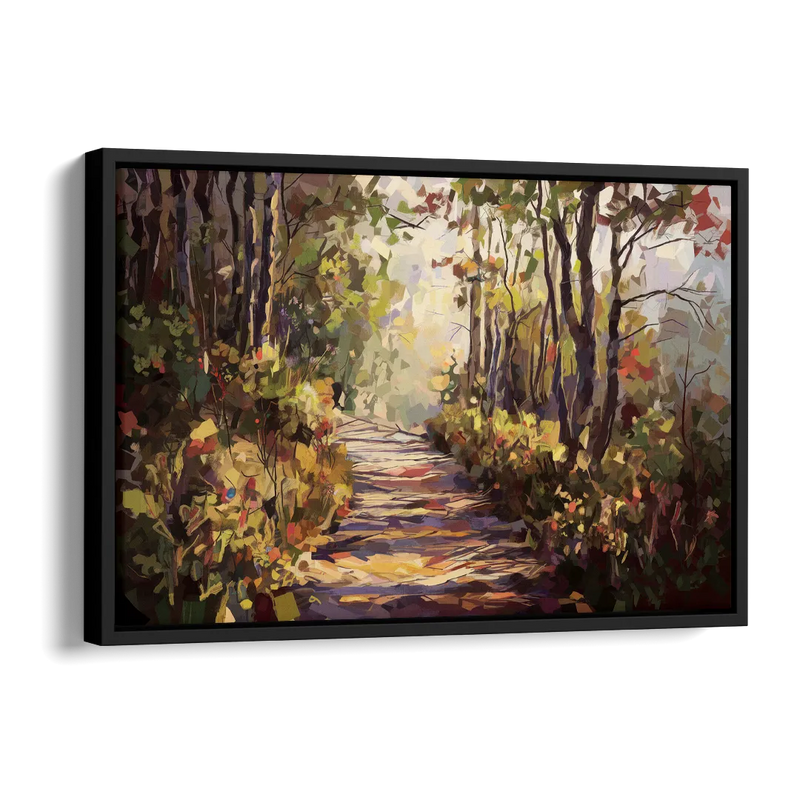 Gatlinburg Trail Through The Forest Side - Black Canvas Wall Art