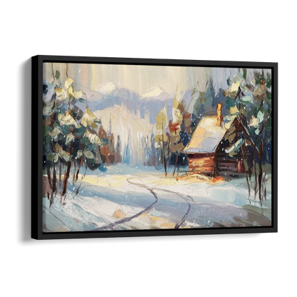 Gatlinburg Winter Wonderland Side - Black Canvas Wall Art