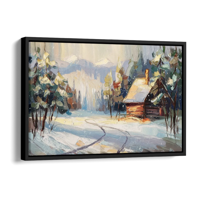 Gatlinburg Winter Wonderland Side - Black Canvas Wall Art