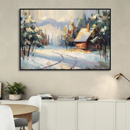 Gatlinburg Winter Wonderland Sitting Room - Black Canvas Wall Art