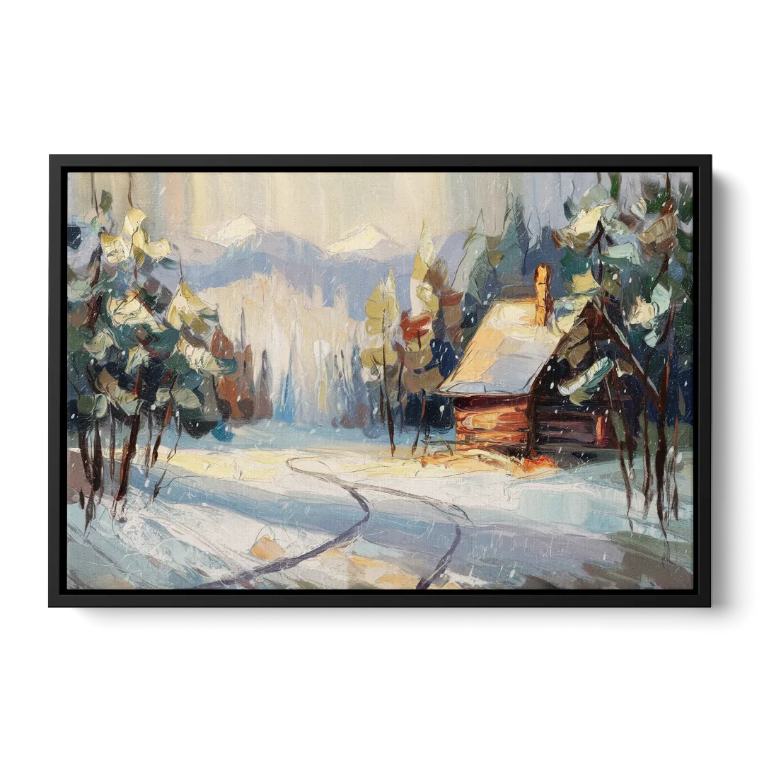 Gatlinburg Winter Wonderland Front - Black Canvas Wall Art