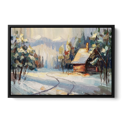 Gatlinburg Winter Wonderland Front - Black Canvas Wall Art
