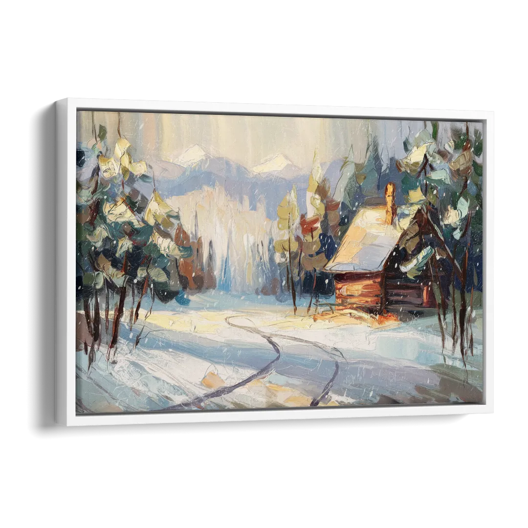 Gatlinburg Winter Wonderland Side - White Canvas Wall Art