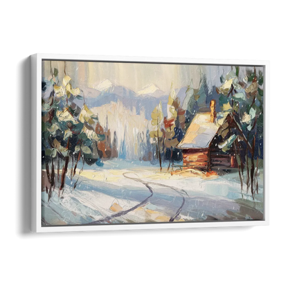 Gatlinburg Winter Wonderland Side - White Canvas Wall Art