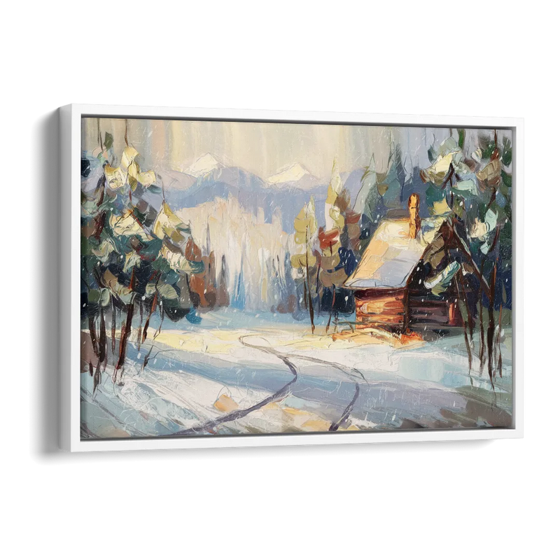 Gatlinburg Winter Wonderland Side - White Canvas Wall Art