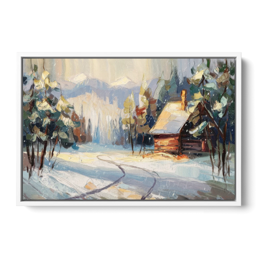 Gatlinburg Winter Wonderland - White Framed Canvas Wall Art - Front