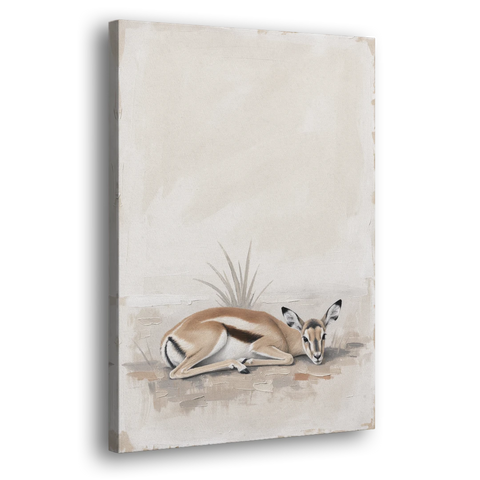 Gazelle Fawn Lying Low in Hiding - Canvas Wall Art - Side
