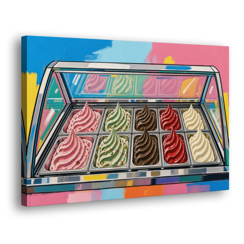 Gelato Painting of a Glass Display Case - Canvas Wall Art - Side