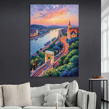Gellért Hill Sunset Sitting Room - Canvas Wall Art