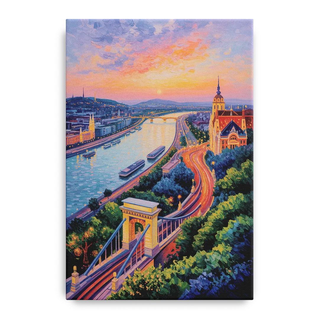 Gellért Hill Sunset Front - Canvas Wall Art