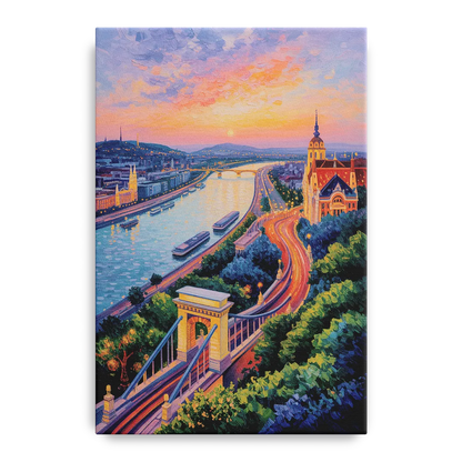 Gellért Hill Sunset Front - Canvas Wall Art