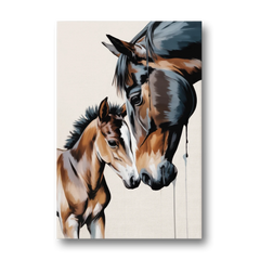 Gentle Horse and Foal Bonding - Canvas Wall Art - Front