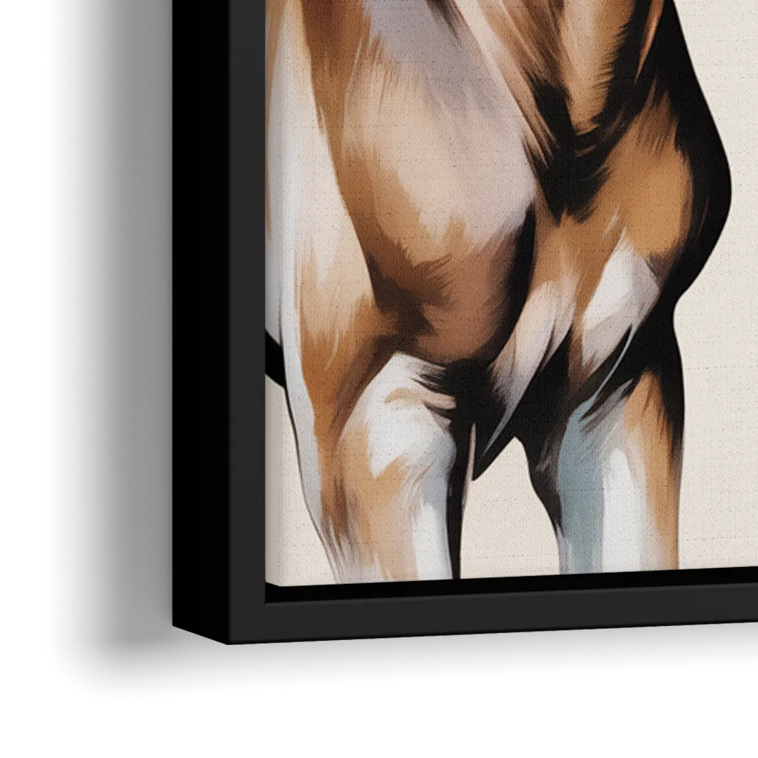 Gentle Horse and Foal Bonding - Close-Up Black Frame Canvas