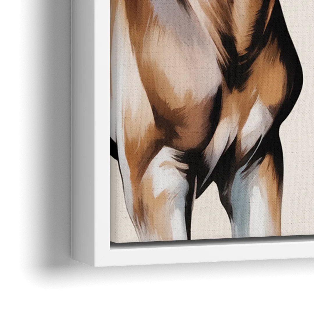 Gentle Horse and Foal Bonding - Close-Up White Frame Canvas