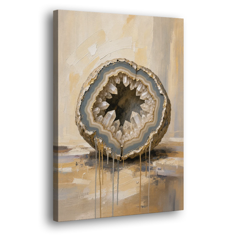 Geode Wall Art with Gold Rimmed Crystal Heart - Canvas Wall Art - Side
