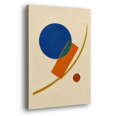 Geometric Abstract Art with Cobalt Sun and Tail Fin - Canvas Wall Art - Side