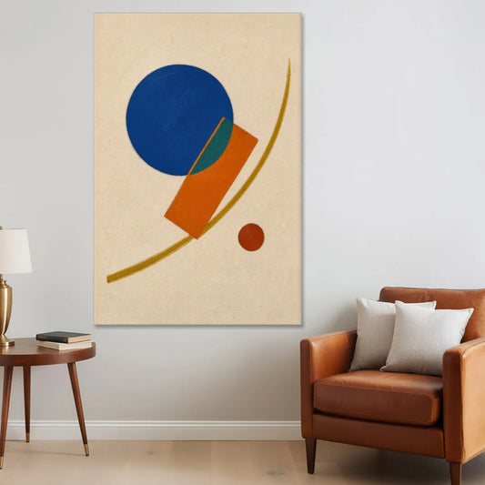 Geometric Abstract Art with Cobalt Sun and Tail Fin - Canvas Wall Art - Sofa - 40x60