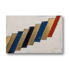 Geometric Abstract Wall Art in Cobalt and Gold Steps - Canvas Wall Art - Front