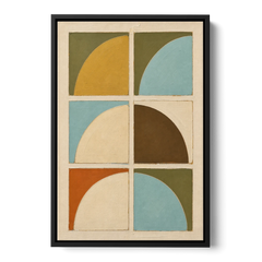 Geometric Art Prints of Six Turning Quarter Circles - Black Framed Canvas Wall Art - Front