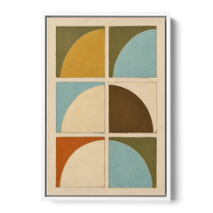 Geometric Art Prints of Six Turning Quarter Circles - White Framed Canvas Wall Art - Front