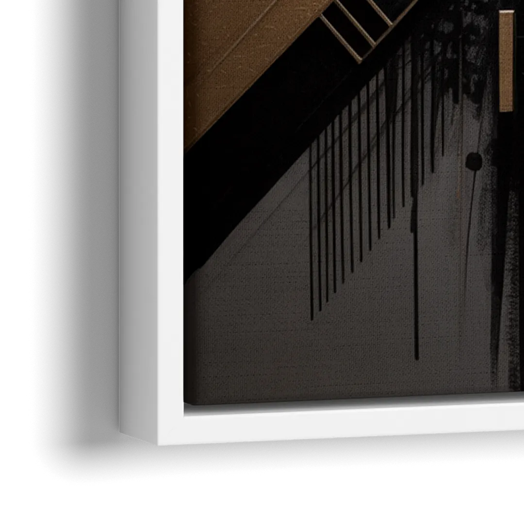 Geometric Cityscape Black Abstract - Close-Up White Frame Canvas