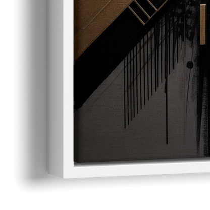 Geometric Cityscape Black Abstract - Close-Up White Frame Canvas