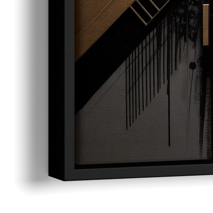 Geometric Cityscape Black Abstract - Close-Up Black Frame Canvas