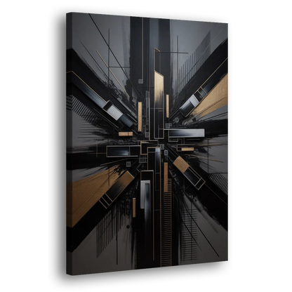 Geometric Cityscape Black Abstract Side - Canvas Wall Art