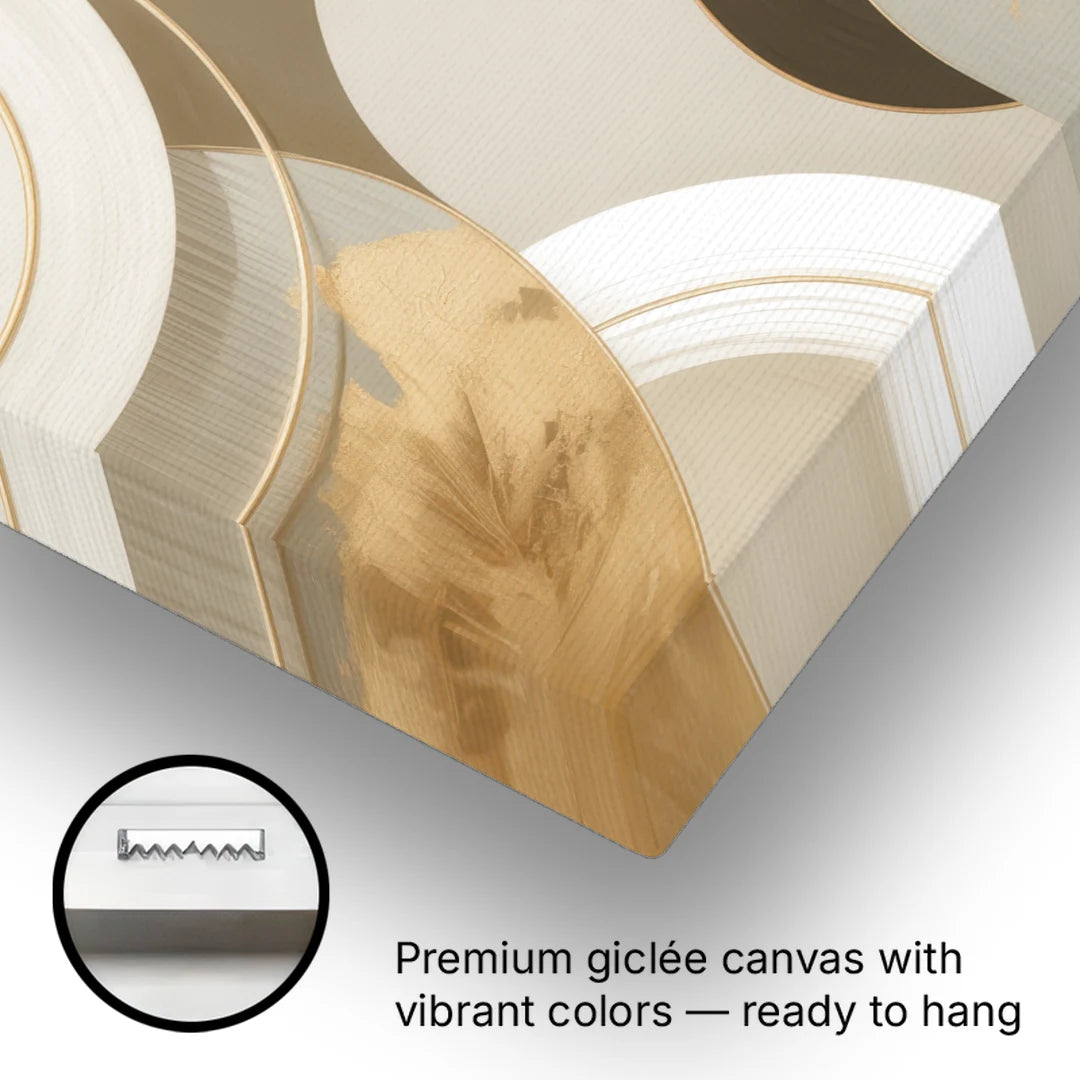 Geometric Elegance Beige Abstract - Canvas Wall Art - Gallery Wrap Corner