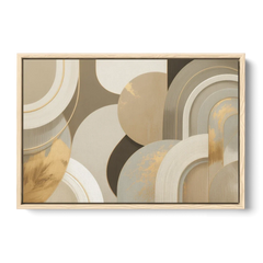 Geometric Elegance Beige Abstract - Oak Framed Canvas Wall Art - Front