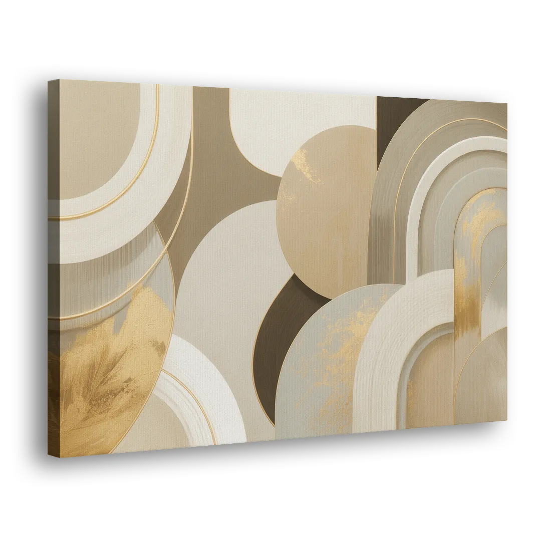 Geometric Elegance Beige Abstract Side - Canvas Wall Art